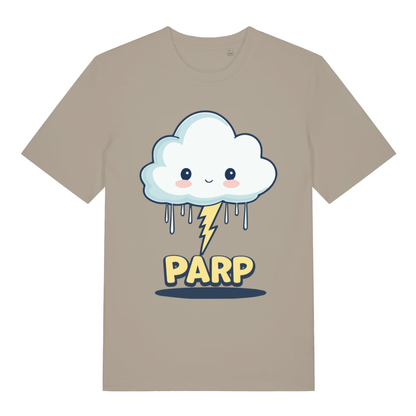 Stone Parp Kawaii funny graphic t-shirt with bold yellow PARP lettering  