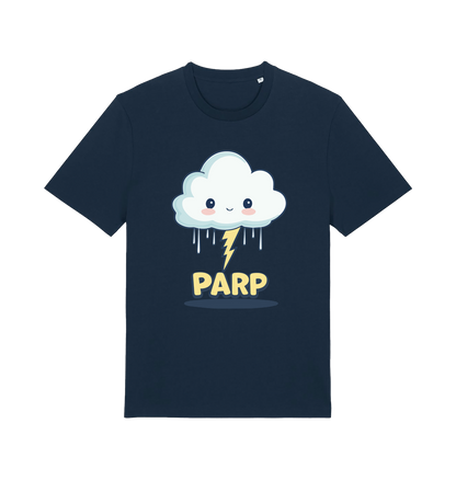 navy kawaii t-shirt with the graphic of a thunder cloud and the slogan 'parp'
