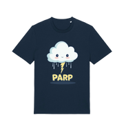 navy kawaii t-shirt with the graphic of a thunder cloud and the slogan 'parp'