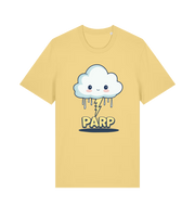 yellow kawaii t-shirt with the graphic of a thunder cloud and the slogan 'parp'