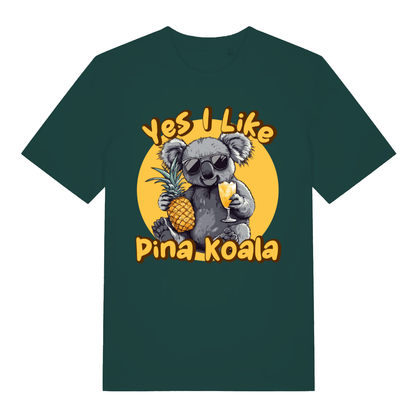 Green Pina Koala funny graphic t-shirt showing witty tropical animal graphic  