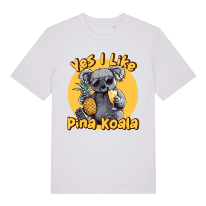 White Pina Koala funny graphic t-shirt featuring ultimate cheeky koala design  