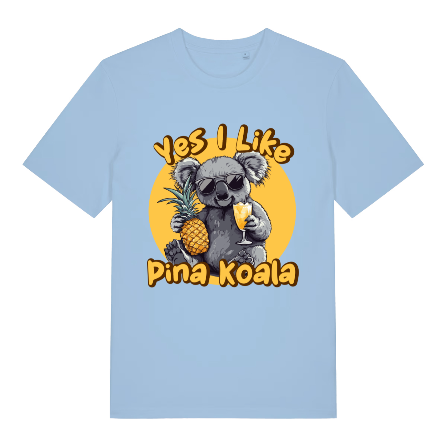 Light blue Pina Koala funny graphic t-shirt with cool sunglasses koala design  