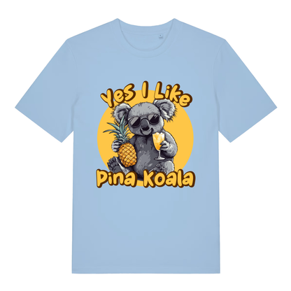 Light blue Pina Koala funny graphic t-shirt with cool sunglasses koala design  