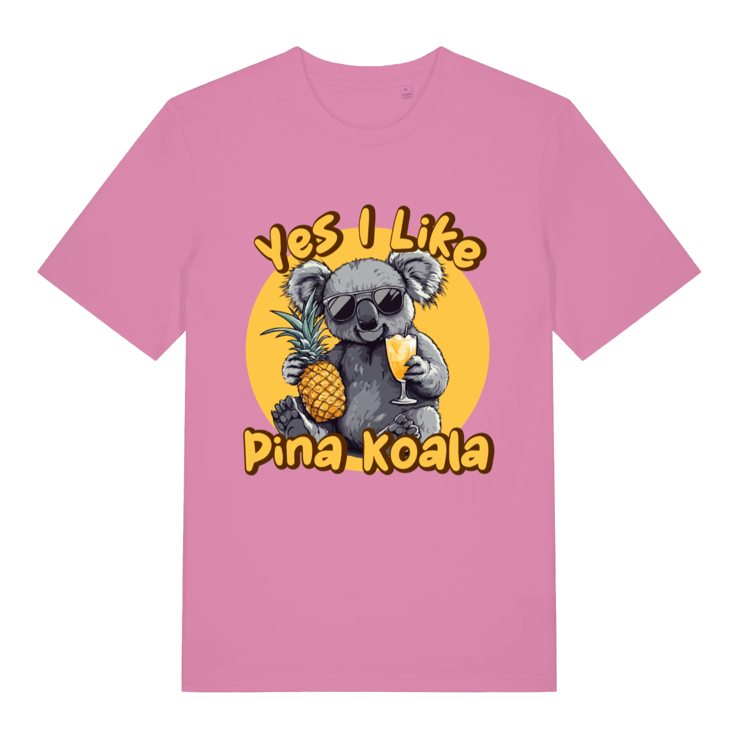 Pink Pina Koala funny graphic t-shirt featuring cheeky cocktail animal pun  