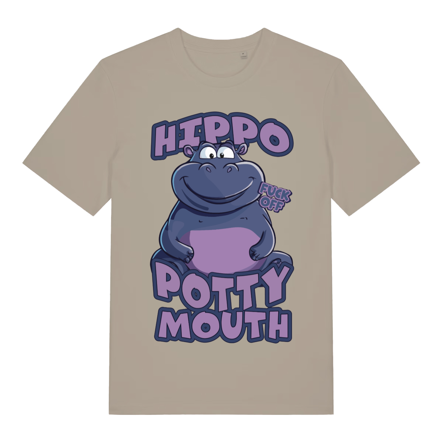 Stone Hippo Potty Mouth funny graphic t-shirt with vibrant rude animal artwork  