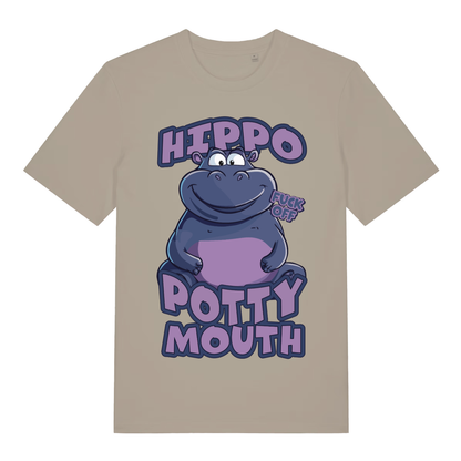Stone Hippo Potty Mouth funny graphic t-shirt with vibrant rude animal artwork  