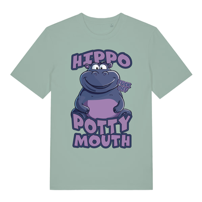 Aloe Hippo Potty Mouth funny graphic t-shirt with cheeky rude hippo design  