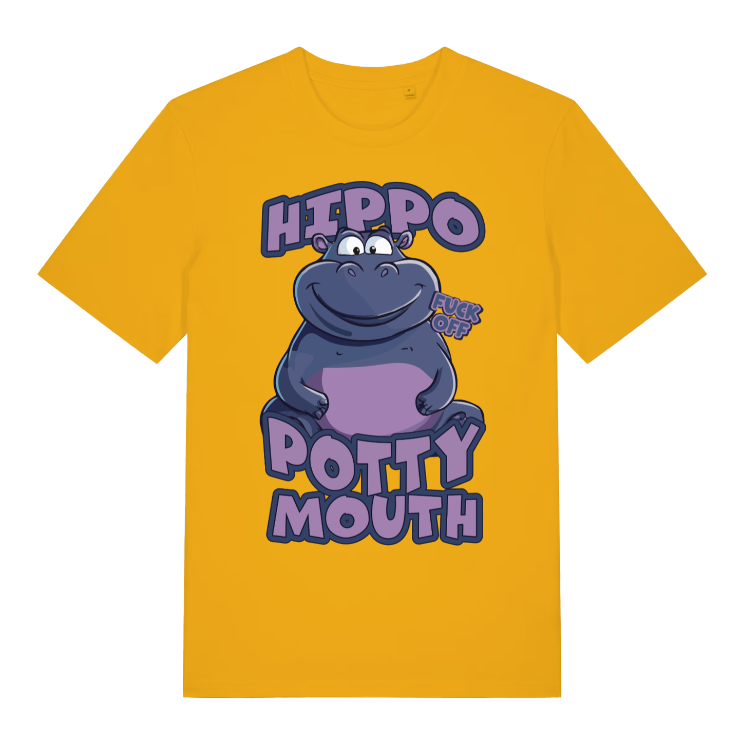 Yellow Hippo Potty Mouth funny graphic t-shirt featuring ultimate cheeky hippo design  