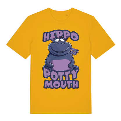 Yellow Hippo Potty Mouth funny graphic t-shirt featuring ultimate cheeky hippo design  