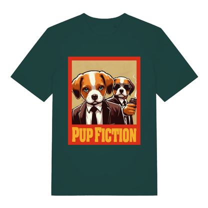 Green Pup Fiction funny graphic t-shirt with suited beagles graphic  