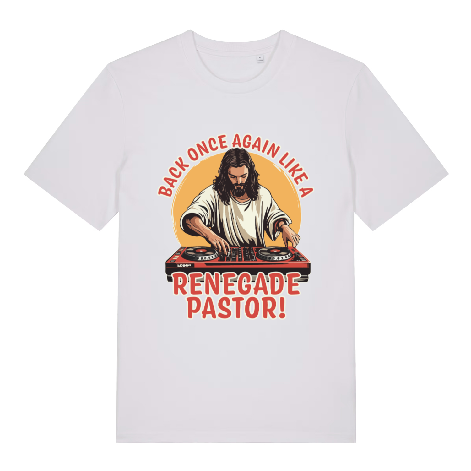 White Renegade Pastor funny graphic t-shirt featuring ultimate cheeky pastor design  