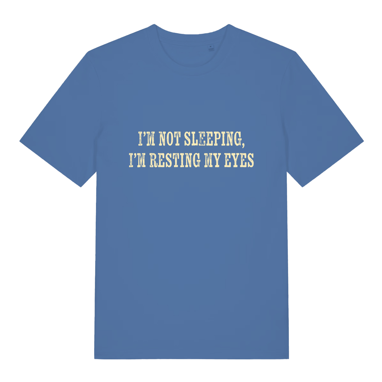 Blue I'm Not Sleeping I'm Resting My Eyes funny slogan t-shirt featuring cheeky ladies banter  