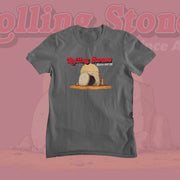 Gray Funny Offensive T-shirt featuring a cartoon illustration of a rock tomb with a rolled-away stone. Text above reads 