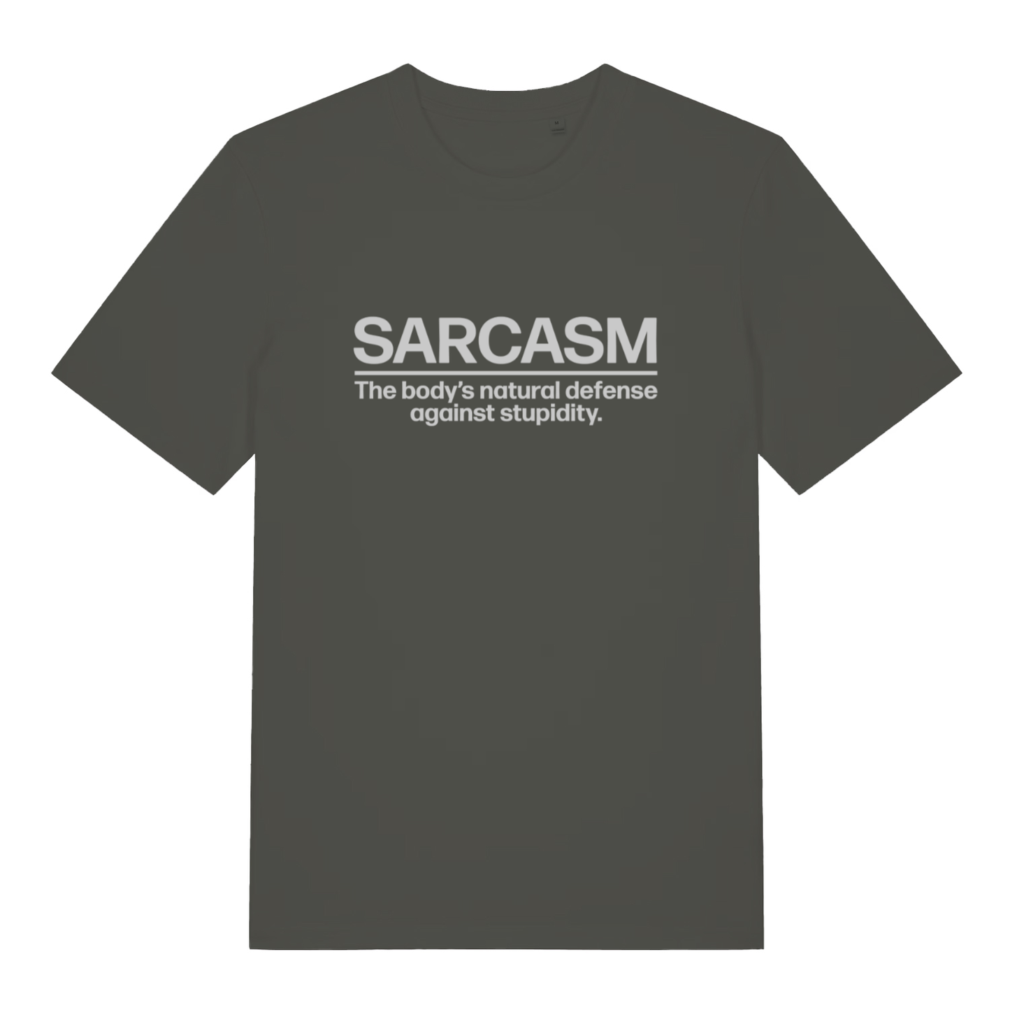 Khaki Sarcasm funny slogan t-shirt featuring ultimate sarcastic statement  