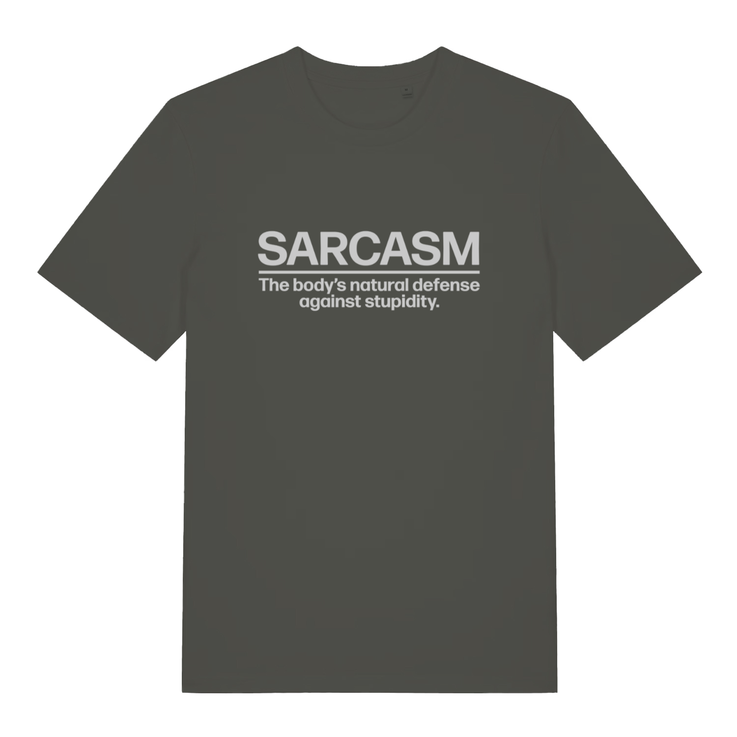 Khaki Sarcasm funny slogan t-shirt featuring ultimate sarcastic statement  