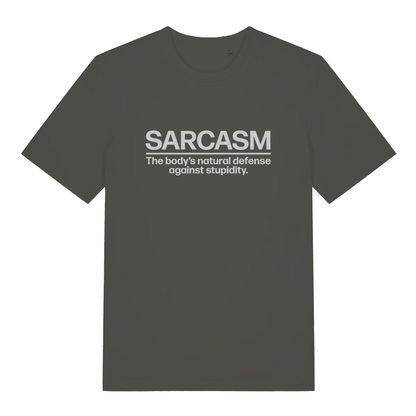 Khaki Sarcasm funny slogan t-shirt featuring ultimate sarcastic statement  