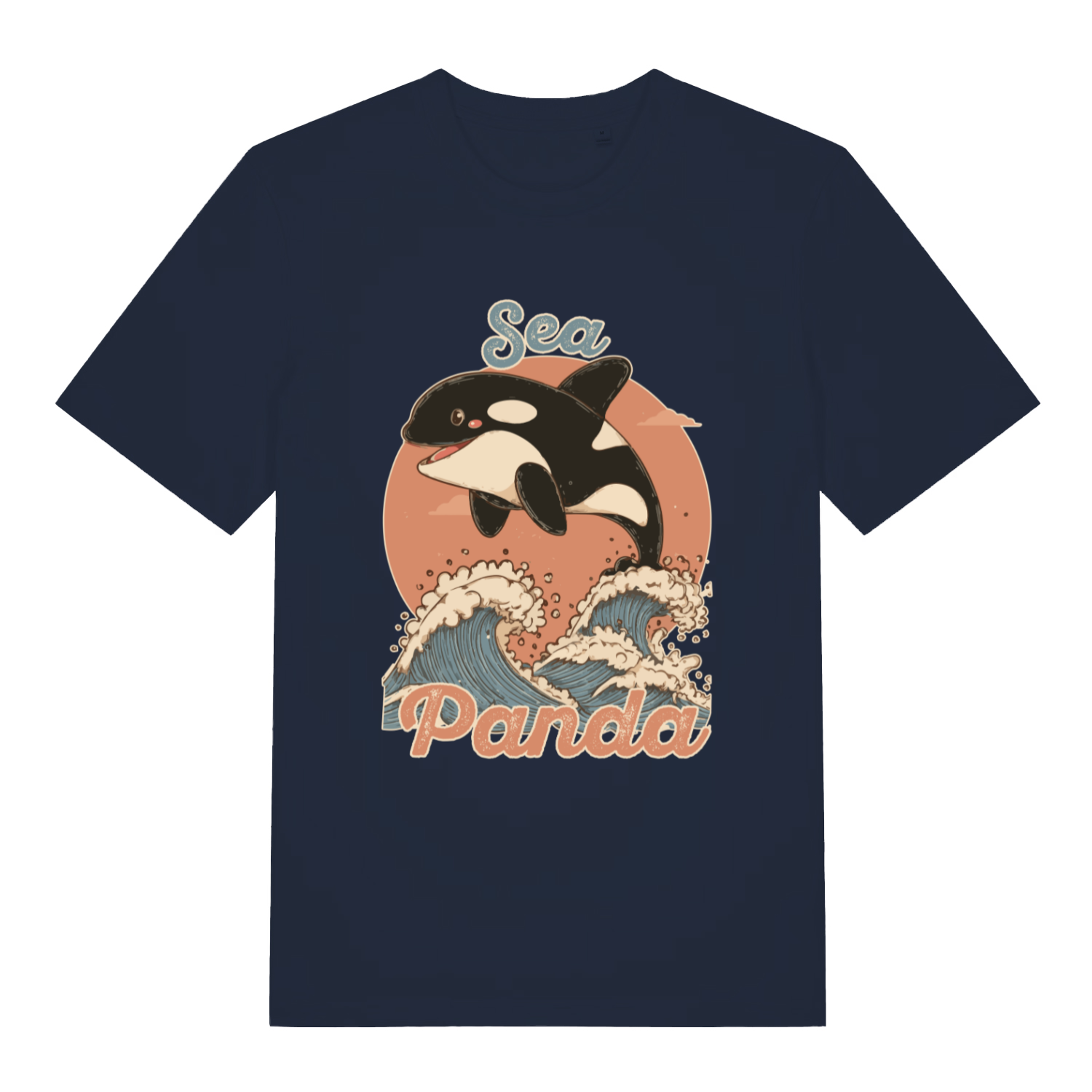 Navy Sea Panda funny graphic t-shirt showing classic cute sea panda design  