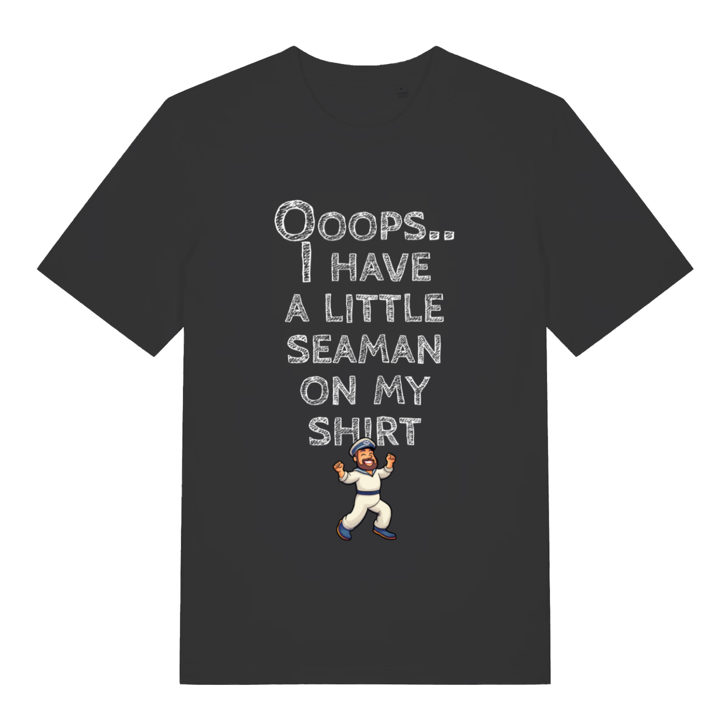 Black Seaman funny rude slogan t-shirt with little seaman on my shirt text  