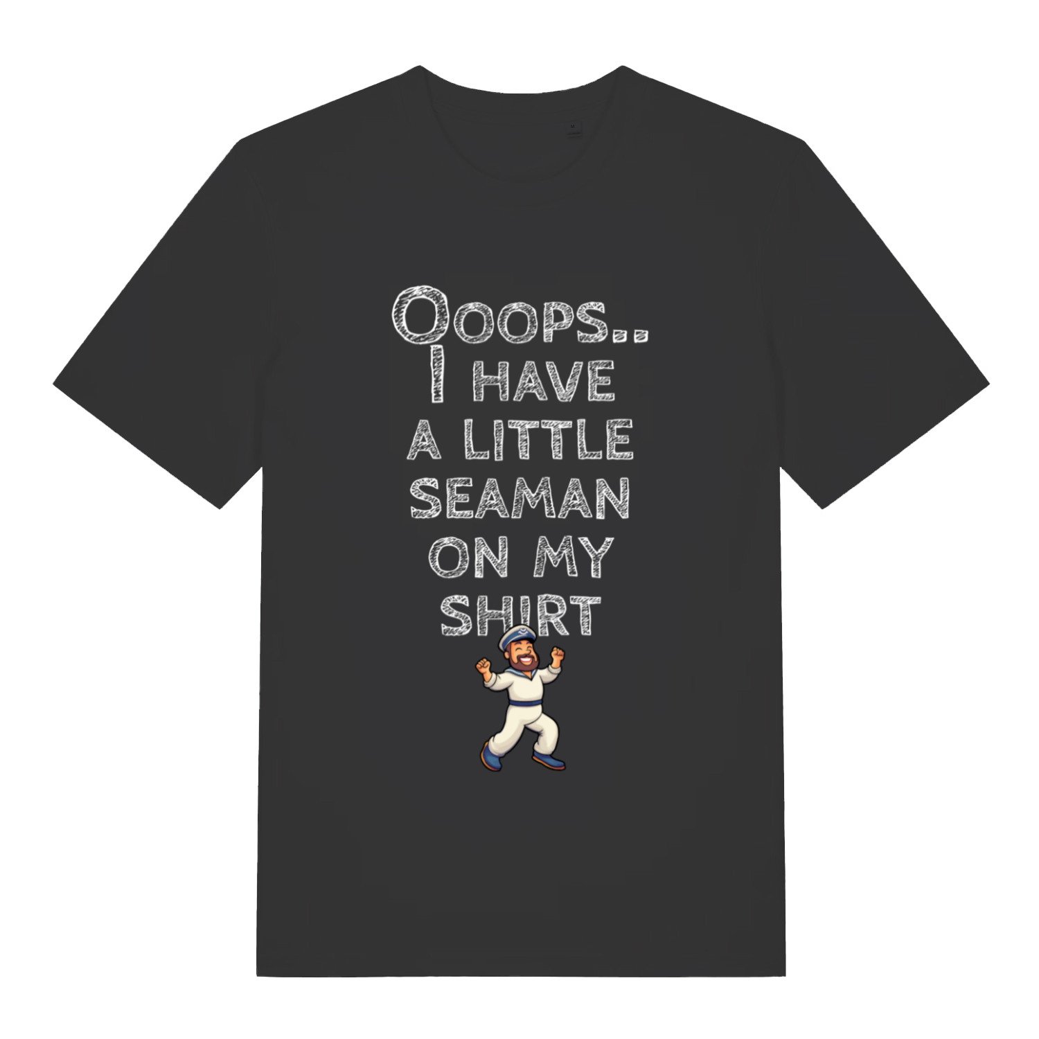 Black Seaman funny rude slogan t-shirt with little seaman on my shirt text  