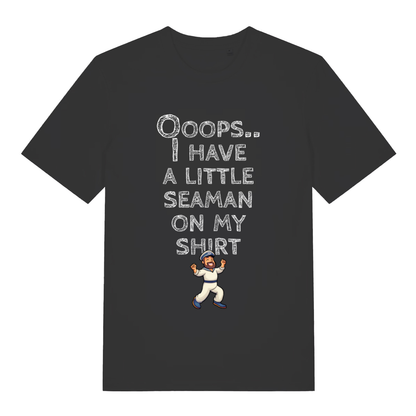 Black Seaman funny rude slogan t-shirt with little seaman on my shirt text  