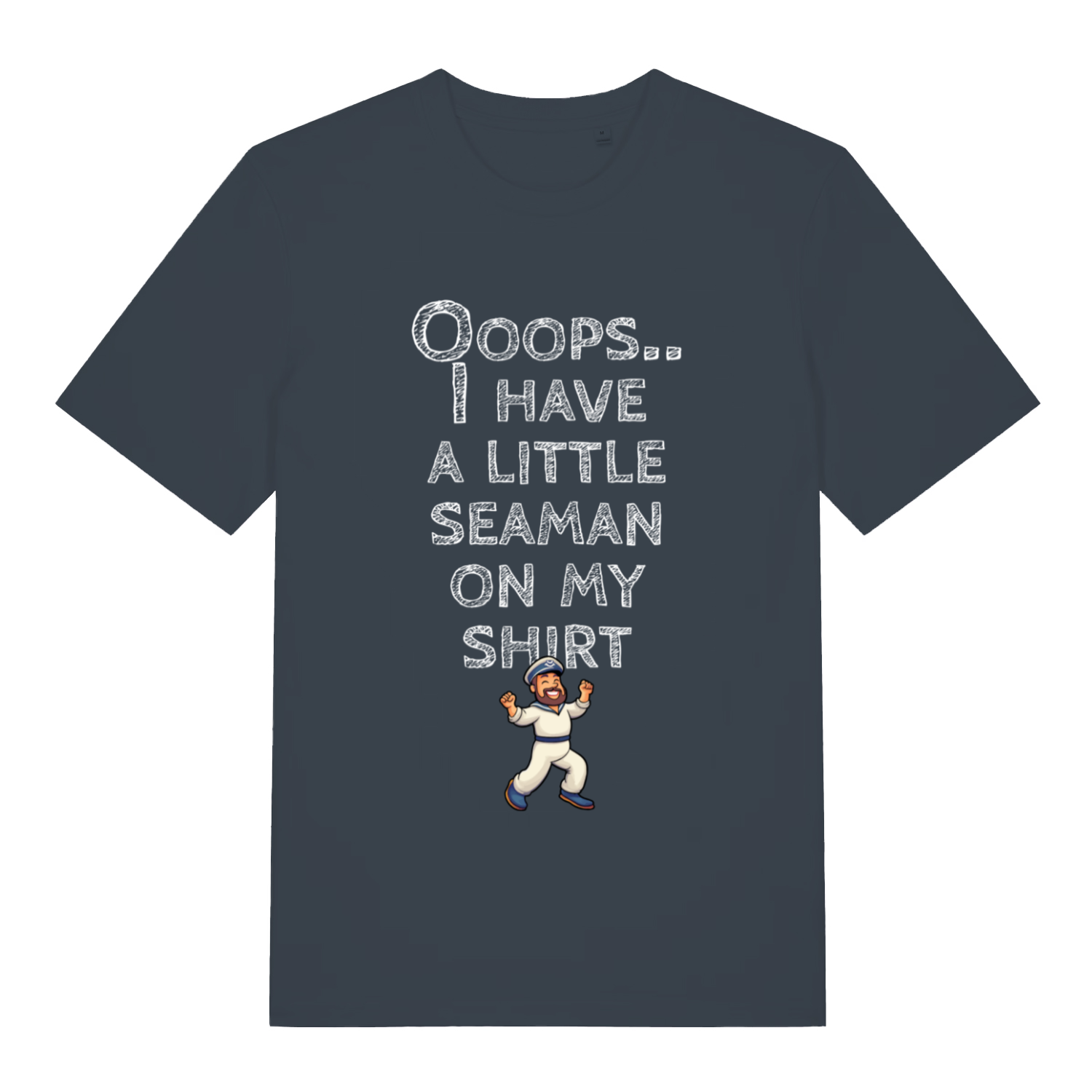 Ink grey Seaman funny rude slogan t-shirt with bold chalk-style lettering  