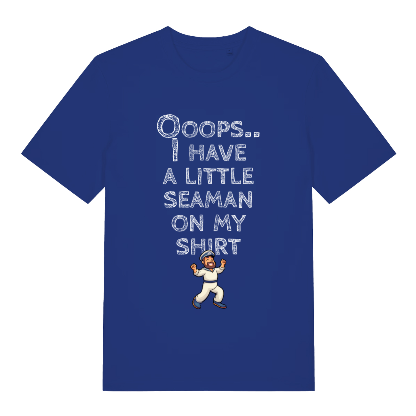 Blue Seaman funny rude slogan t-shirt with witty little seaman lettering  