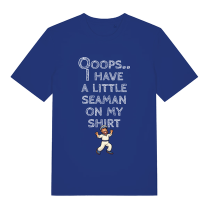 Blue Seaman funny rude slogan t-shirt with witty little seaman lettering  