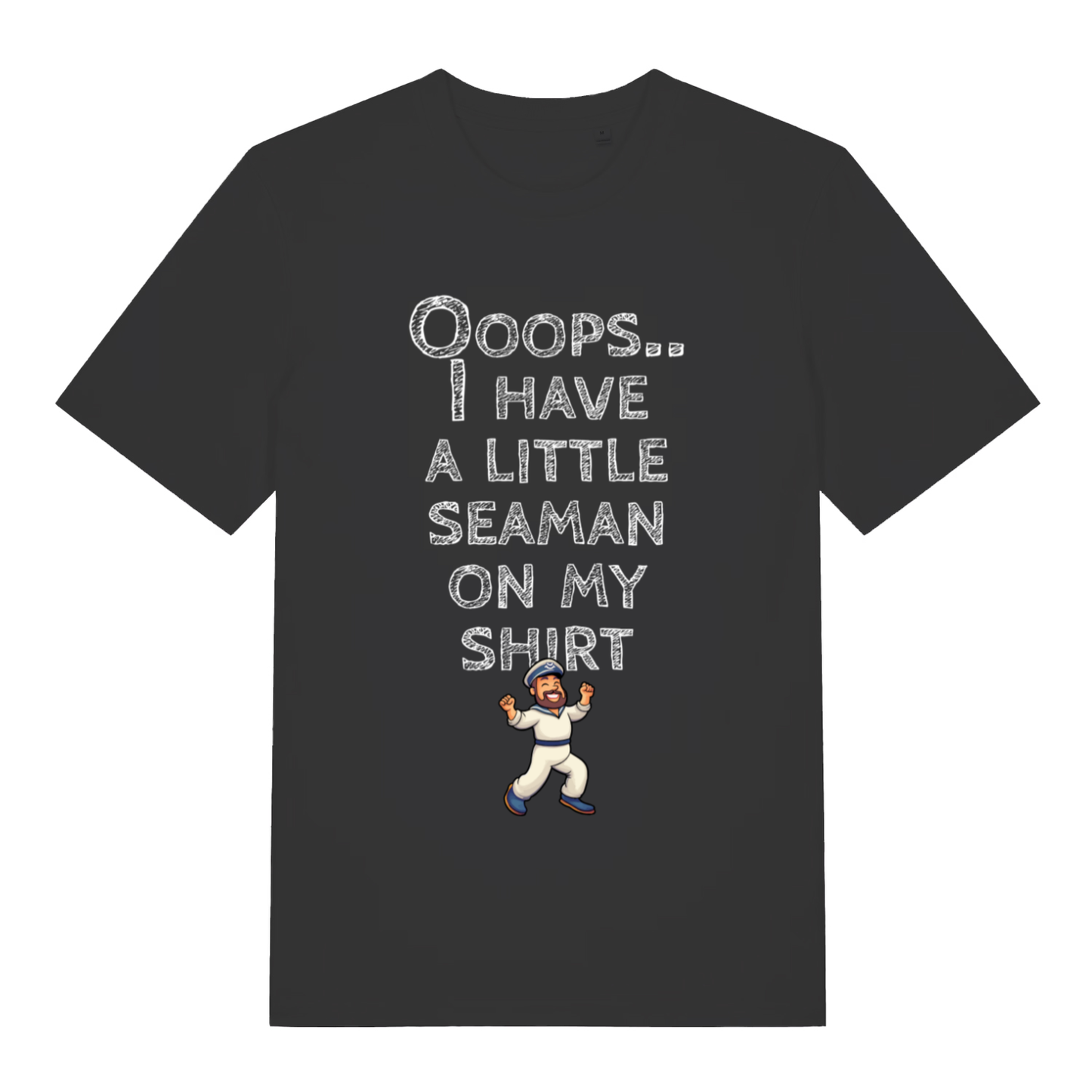 Black Seaman funny rude slogan t-shirt with little seaman on my shirt text  