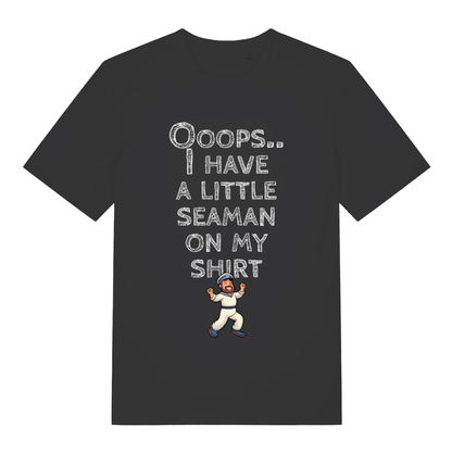 Black Seaman funny rude slogan t-shirt with little seaman on my shirt text  