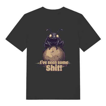 Black I’ve Seen Some Shit funny graphic t-shirt with dung beetle on ball of shit design  