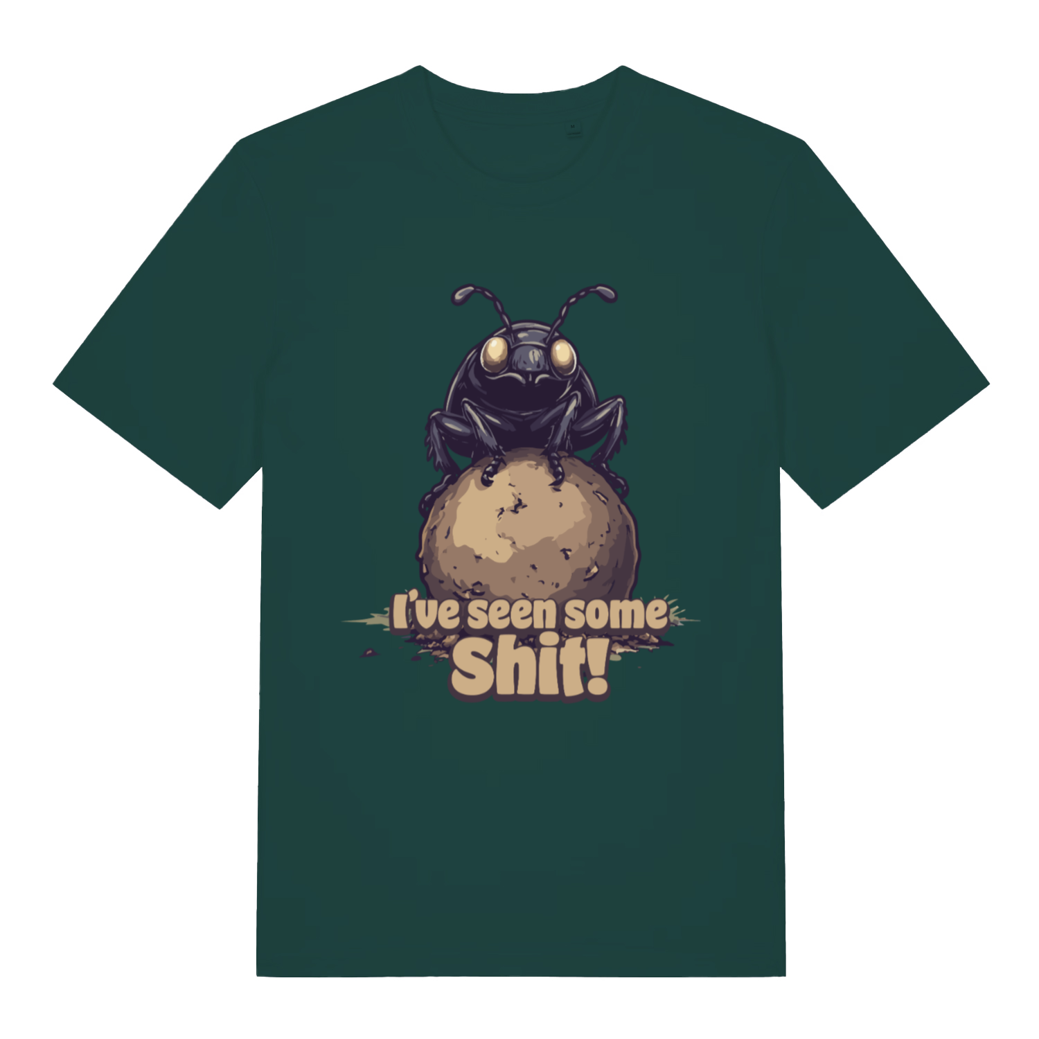 Glazed green I’ve Seen Some Shit funny graphic t-shirt with bold beetle and shit text  