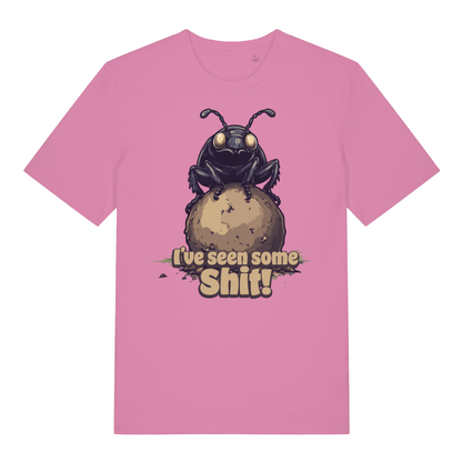Bubble pink I’ve Seen Some Shit funny graphic t-shirt with bold beetle and shit text  