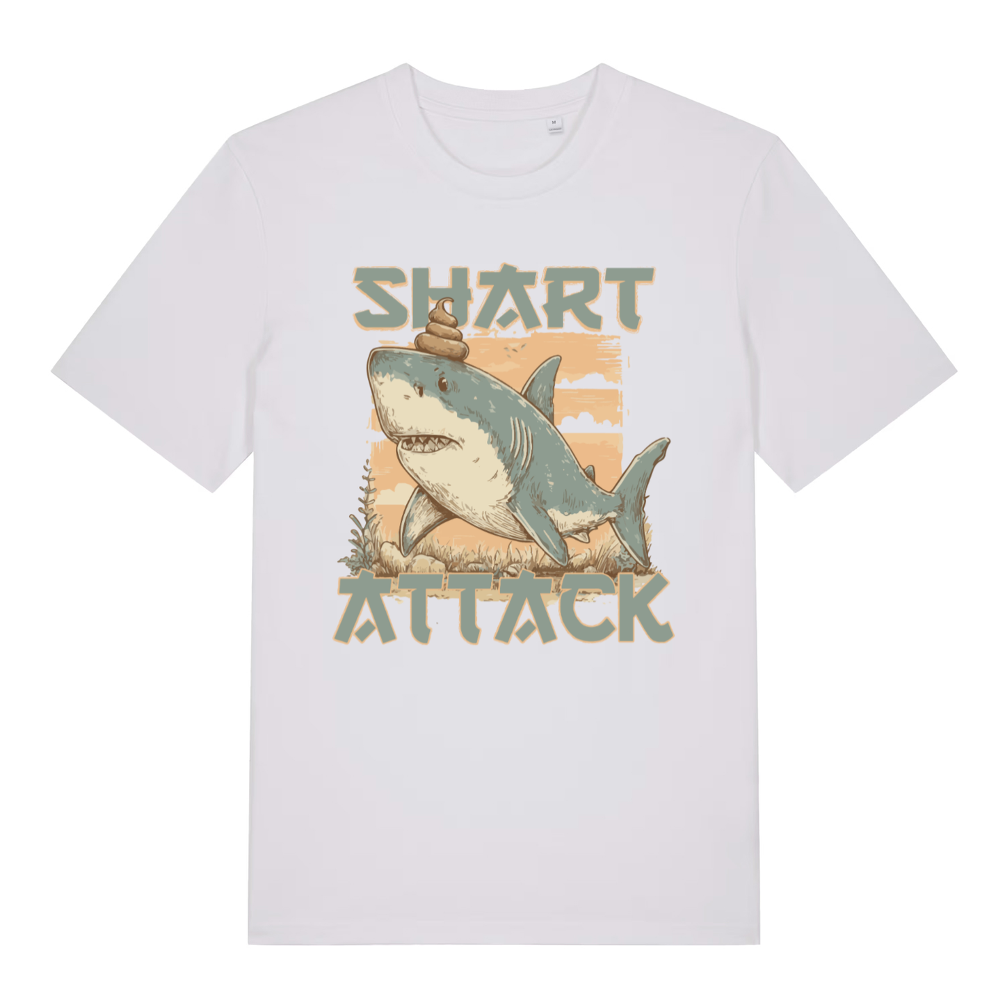 White Shart Attack funny graphic t-shirt showing classic rude animal design  