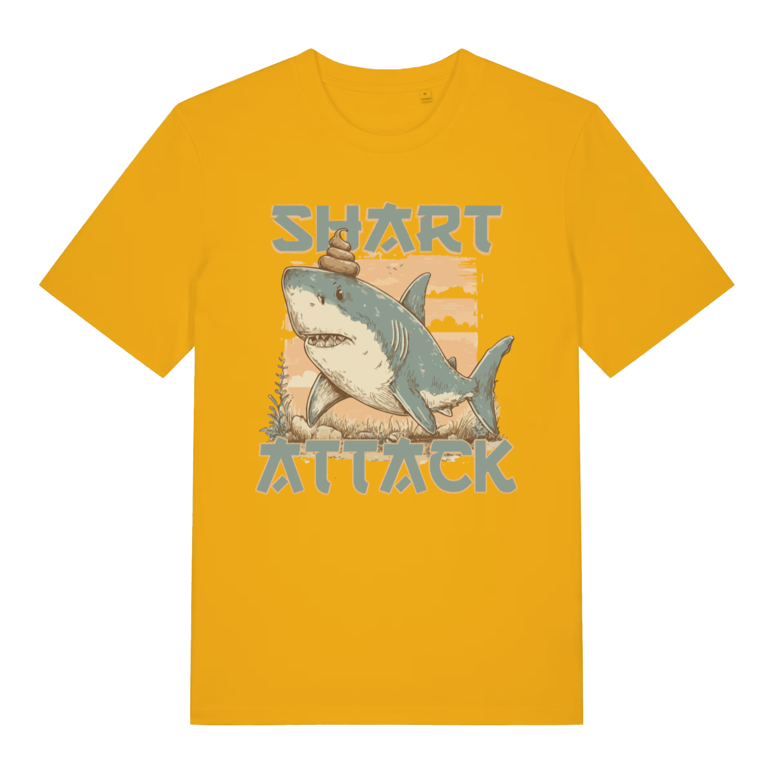 Yellow Shart Attack funny graphic t-shirt featuring ultimate shart shark graphic  