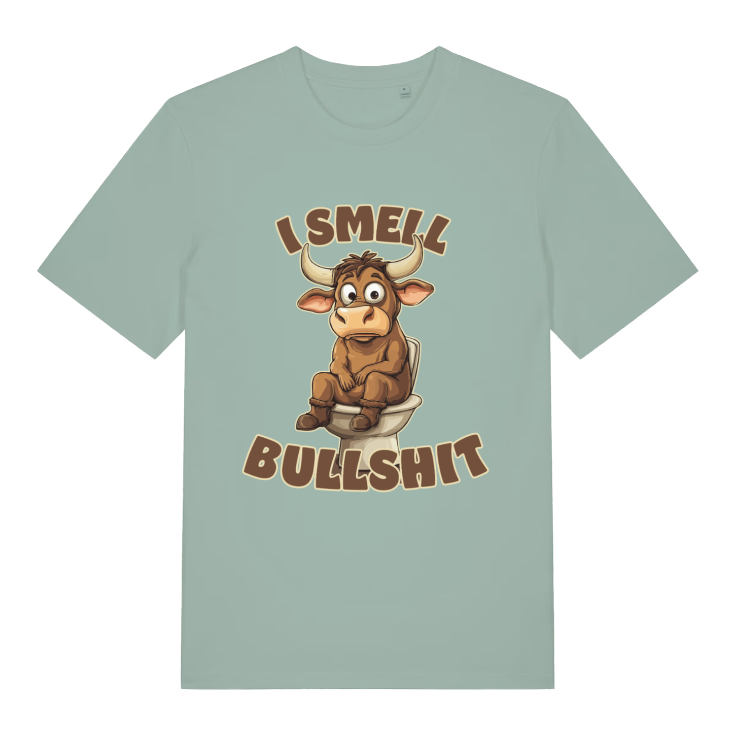Aloe I Smell Bullshit funny animal t-shirt with cartoon bull on toilet design  