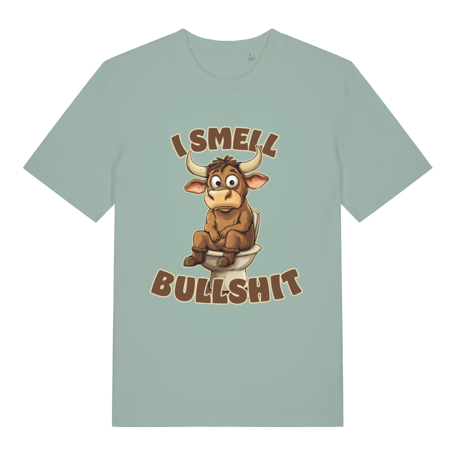 Aloe I Smell Bullshit funny animal t-shirt with cartoon bull on toilet design  