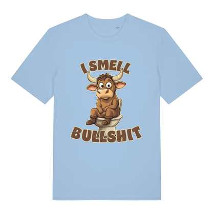 Blue Soul I Smell Bullshit funny animal t-shirt featuring cheeky bull graphic  