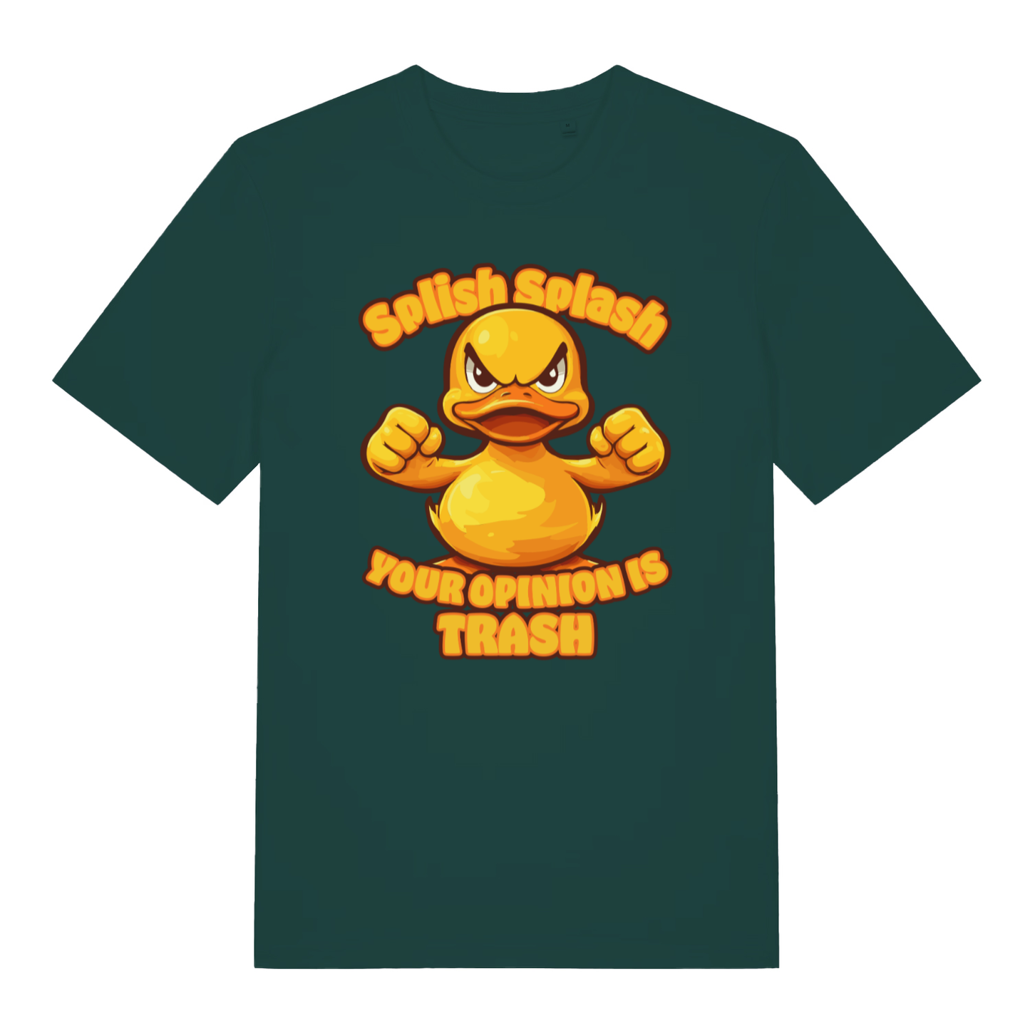 Glazed green Splish Splash Your Opinion Is Trash funny animal t-shirt with classic angry duck print  