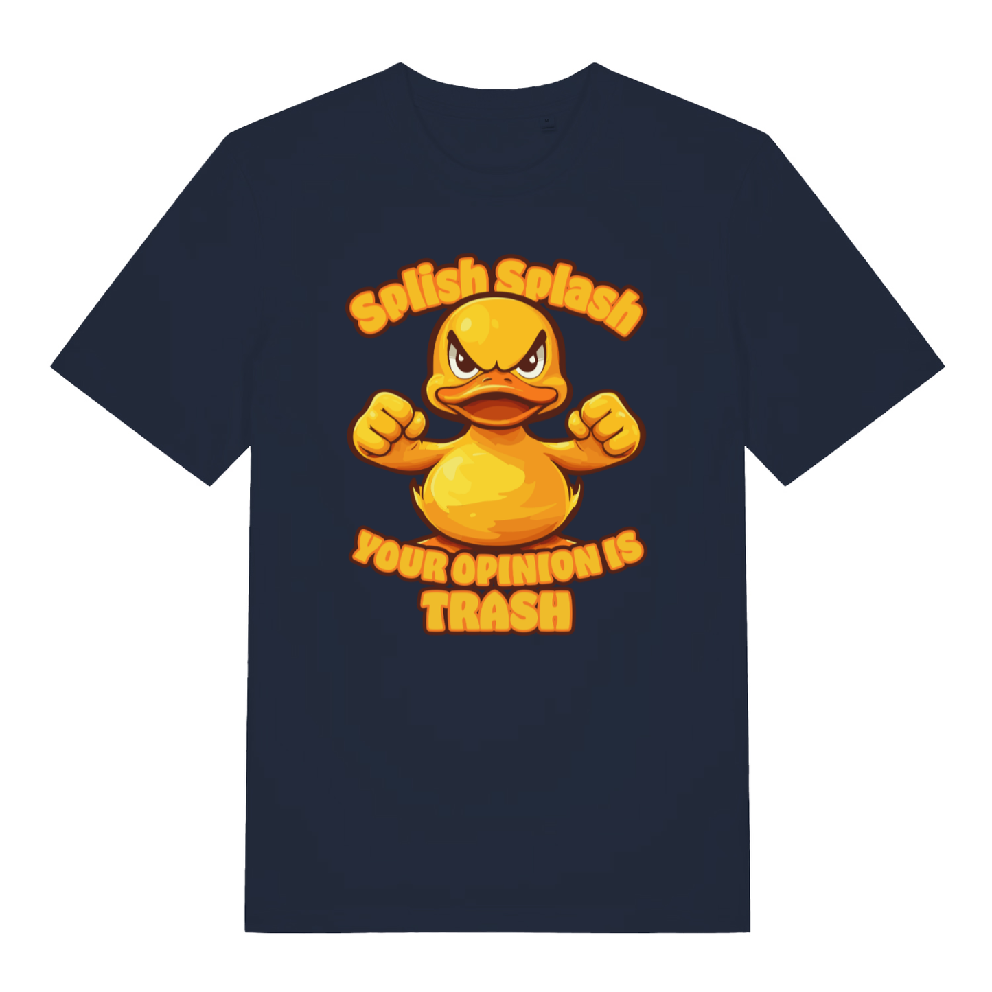 Navy Splish Splash Your Opinion Is Trash funny animal t-shirt showing witty opinion trash design  