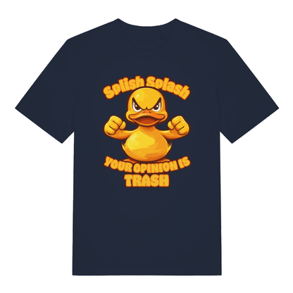 Navy Splish Splash Your Opinion Is Trash funny animal t-shirt showing witty opinion trash design  