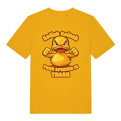 Yellow Splish Splash Your Opinion Is Trash funny animal t-shirt featuring ultimate savage duck graphic  