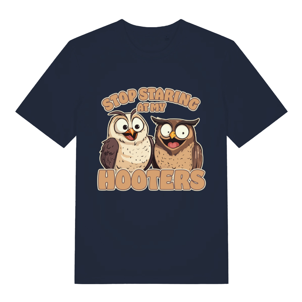 Navy Stop Staring At My Hooters funny graphic t-shirt with classic animal banter  