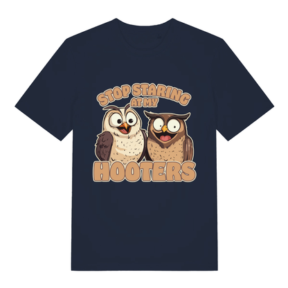 Navy Stop Staring At My Hooters funny graphic t-shirt with classic animal banter  