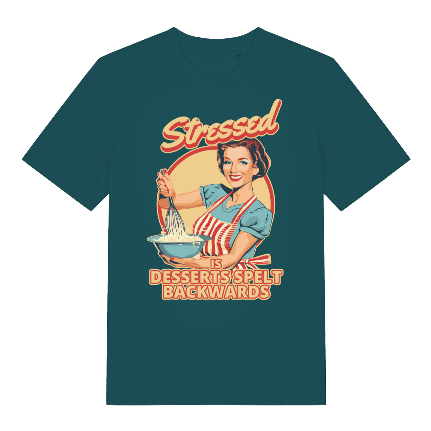 Stargazer Stressed Is Desserts Spelt Backwards funny slogan t-shirt with cheeky housewife design  