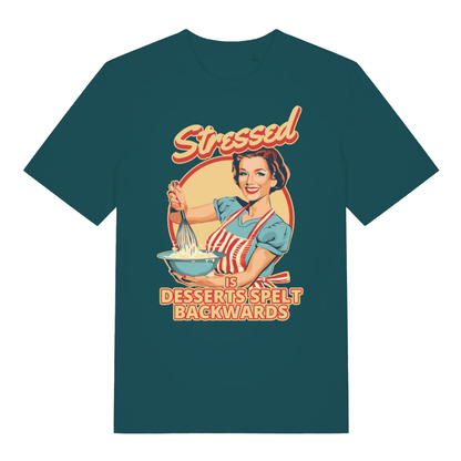 Stargazer Stressed Is Desserts Spelt Backwards funny slogan t-shirt with cheeky housewife design  