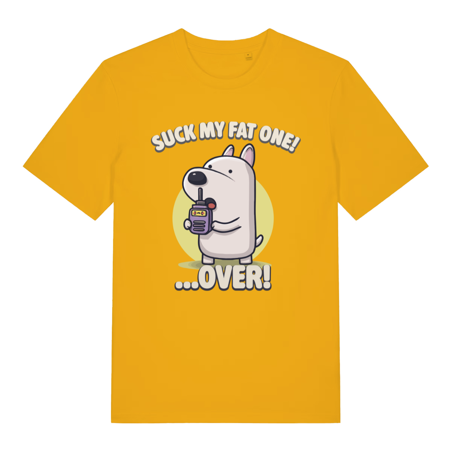 Yellow Suck My Fat One funny graphic t-shirt featuring ultimate rude animal pun  