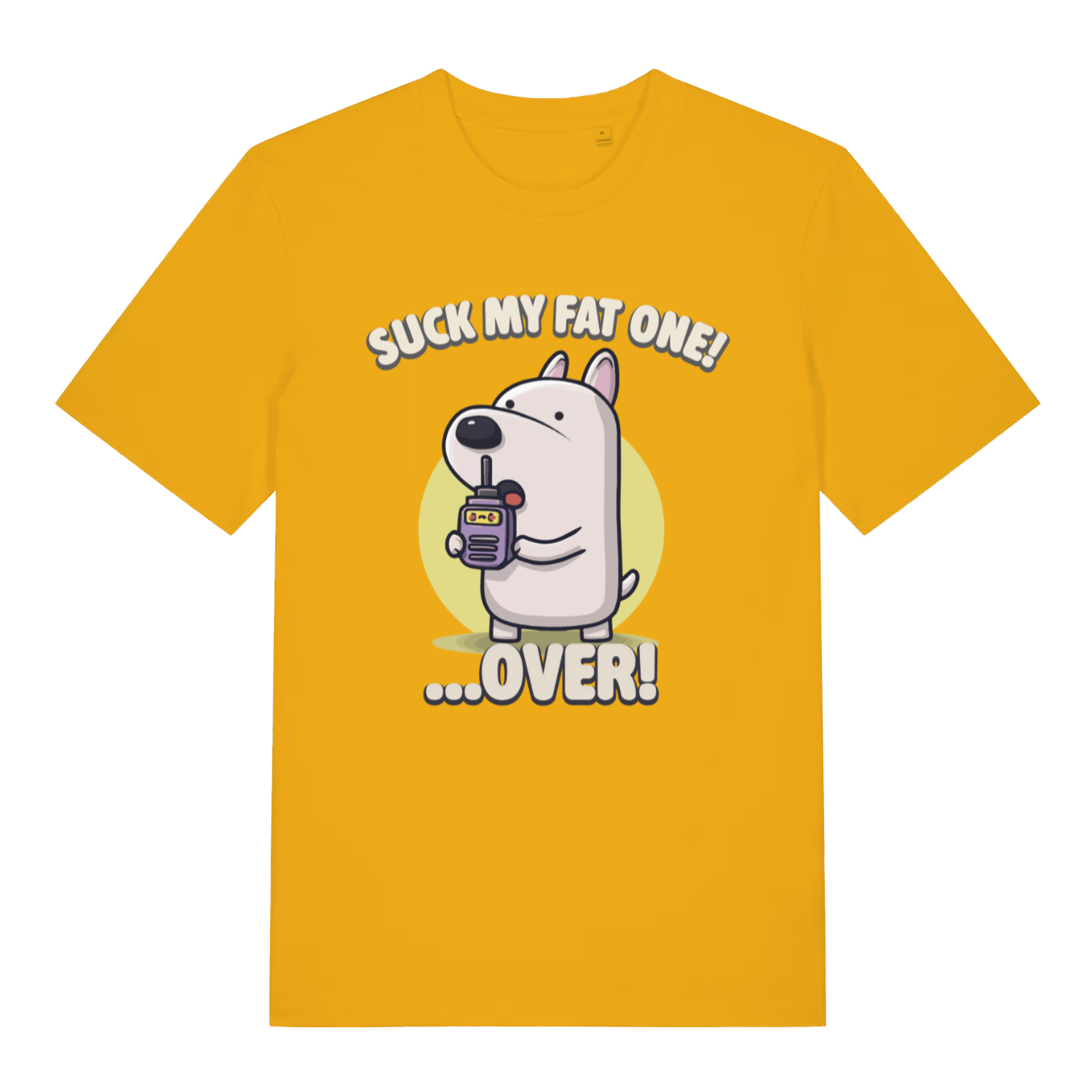 Yellow Suck My Fat One funny graphic t-shirt featuring ultimate rude animal pun  