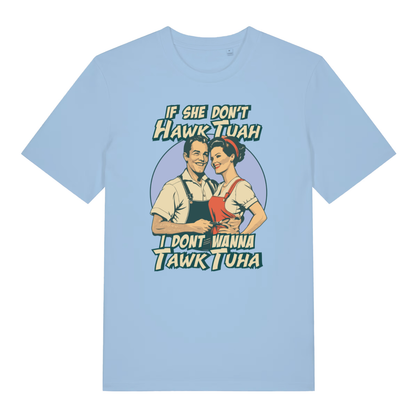 Blue Soul Talk Tuah funny slogan t-shirt with retro couple Hawk Tuah meme design  