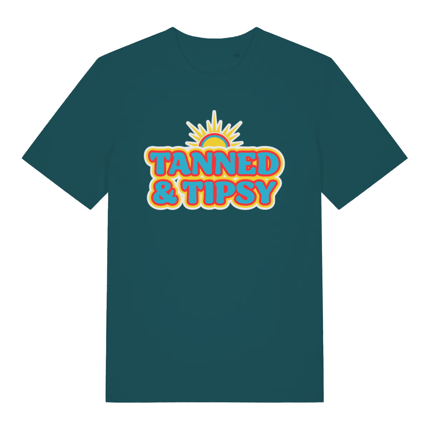 Green Tanned & Tipsy women’s funny slogan t-shirt with classic summer banter print  